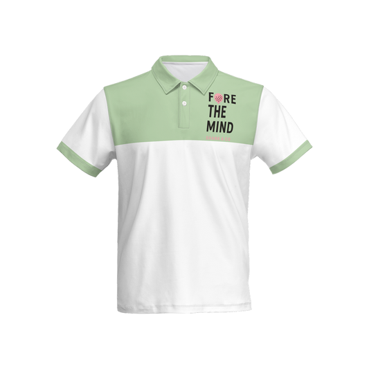 FORE the Mind – Sage/White Performance Polo