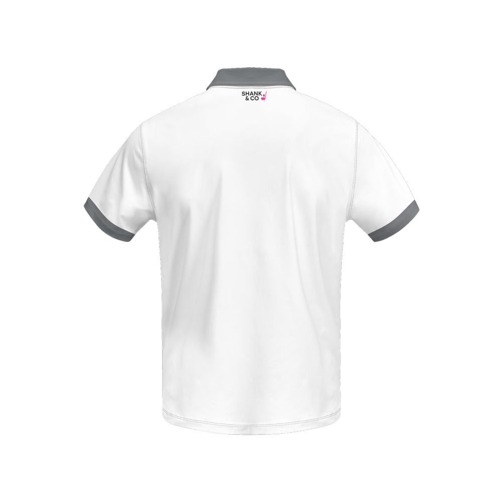 FORE the Mind – Grey/White Performance Polo